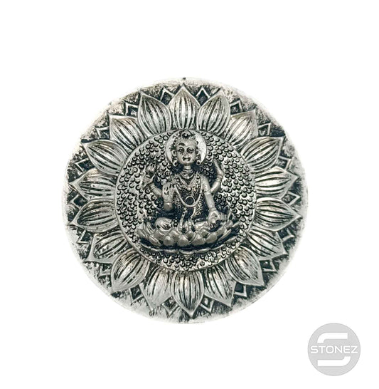 600102171-02 Porta Incienso Laxmi En Resina 9,5 Cms Aprox En Color Plata