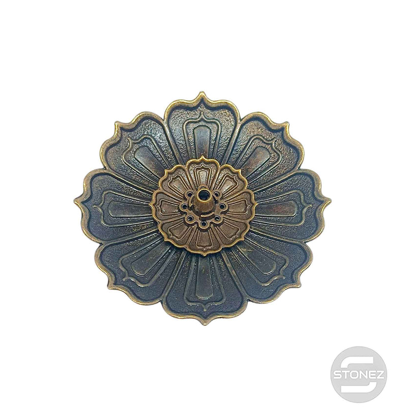 Load image into Gallery viewer, 600102175-01 Porta Incienso De Metal 8,5 Cms Aprox color bronce
