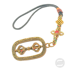 600102179-03 Colgante Budista Dorje / Vajra En Color Dorado 20 Cms Aprox