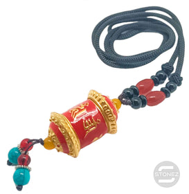 600102183-05 Collar Tibetano Rueda De Rezo 65 Cms De Largo Aprox Color Rojo