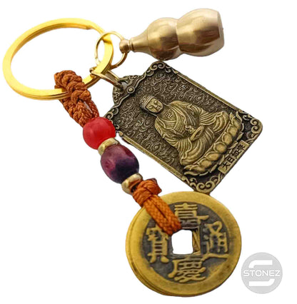 600102191-08 Llavero Metal Doble Cara Horóscopo Chino Cabra, Moneda China Y Wu Lou