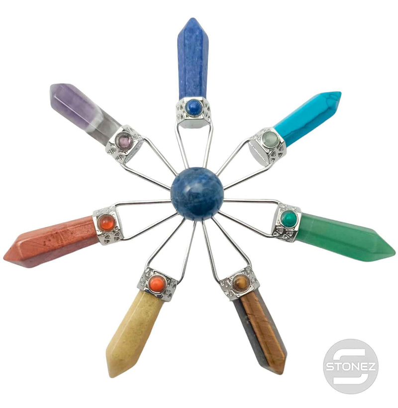 Carregue a imagem no visualizador da galeria, 600102193-13 Generador De Energía 7 Chakras Y Bola Central Lapis Lázuli 12 Cms Aprox
