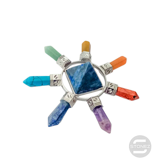 600102194-13 Generador De Energía 7 Chakras Y Pirámide Central Lapis Lázuli 8 Cms Aprox