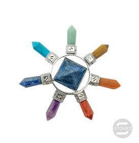 600102194-13 Generador De Energía 7 Chakras Y Pirámide Central Lapis Lázuli 8 Cms Aprox