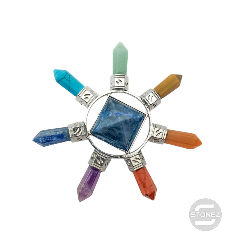 Carregue a imagem no visualizador da galeria, 600102194-13 Generador De Energía 7 Chakras Y Pirámide Central Lapis Lázuli 8 Cms Aprox
