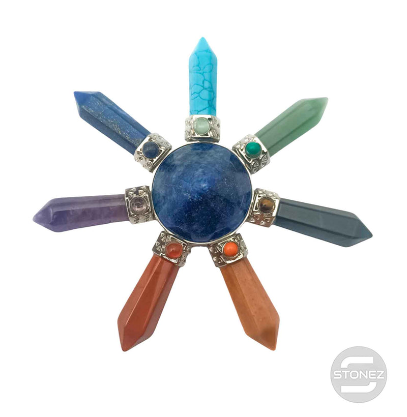 Cargue la imagen en el visor de la galería, 600102195-13 Generador De Energía 7 Chakras Y Cono Central Lapis Lázuli 10 Cms Aprox
