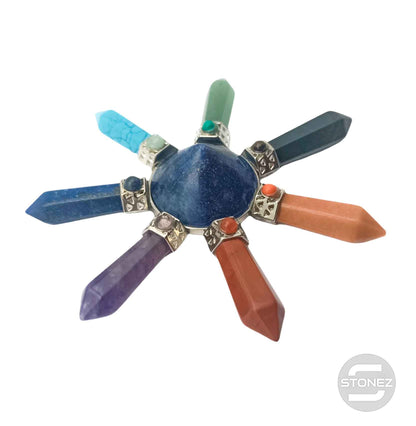 600102195-13 Generador De Energía 7 Chakras Y Cono Central Lapis Lázuli 10 Cms Aprox