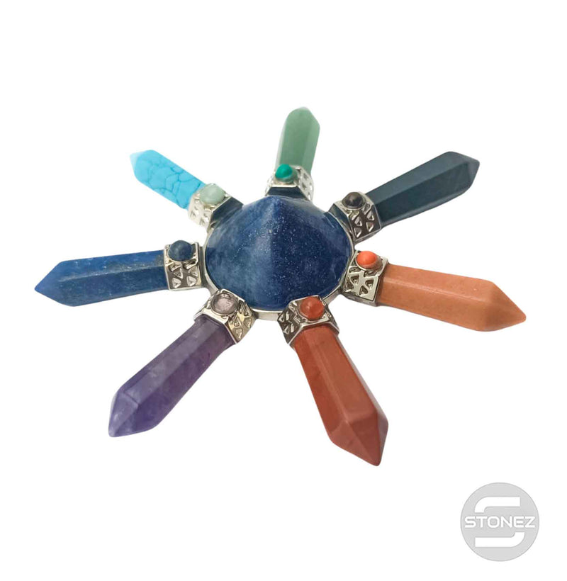 Cargue la imagen en el visor de la galería, 600102195-13 Generador De Energía 7 Chakras Y Cono Central Lapis Lázuli 10 Cms Aprox
