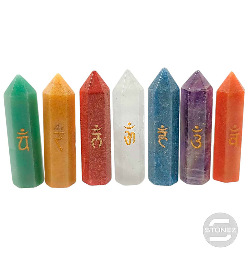 Cargue la imagen en el visor de la galería, 600102197 Juego Mini Obeliscos 7 Chakras 4 Cms Aprox
