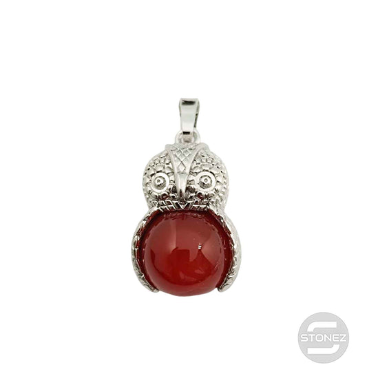 600102243 Colgante Búho En Metal Con Esfera Piedra Carneola 2,5 Cms Aprox