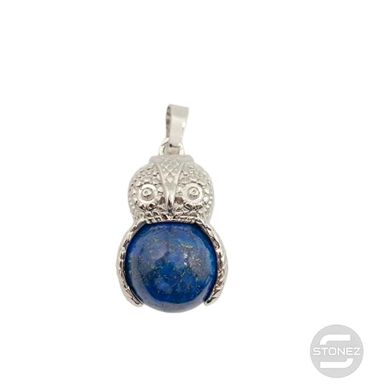 600102243 Colgante Búho En Metal Con Esfera Piedra Lapis Lázuli 2,5 Cms Aprox