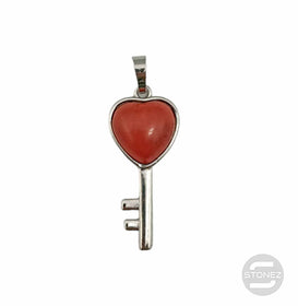 600102245 Colgante Llave De La Felicidad En Metal Con Piedra Jaspe Rojo 4 Cms Aprox