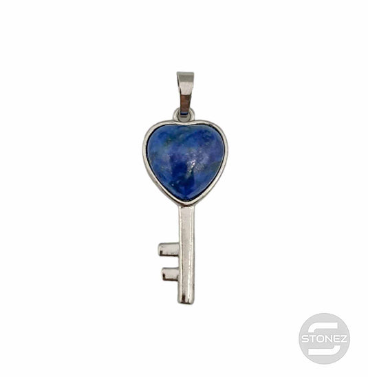 600102245 Colgante Llave De La Felicidad En Metal Con Piedra Lapis Lázuli 4 Cms Aprox