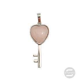 600102245 Colgante Llave De La Felicidad En Metal Con Piedra Cuarzo Rosa 4 Cms Aprox