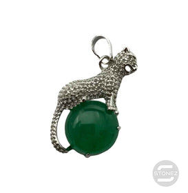 600102246 Colgante Leopardo En Metal Con Piedra Piedra Aventurina 4,5 Cms Aprox