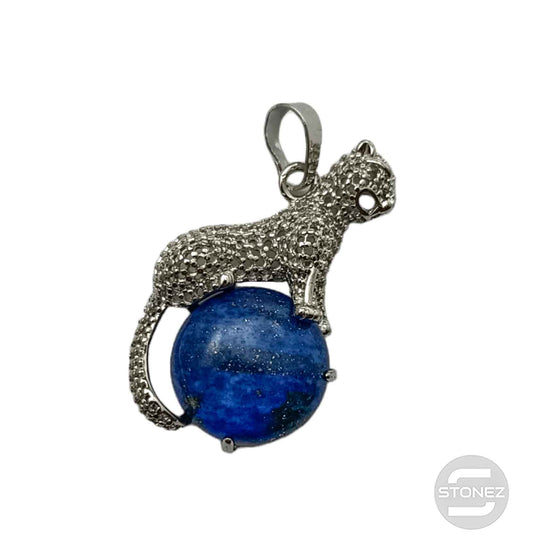 600102246 Colgante Leopardo En Metal Con Piedra Piedra Lapis Lázuli 4,5 Cms Aprox