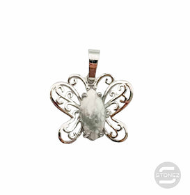 600102247 Colgante Mariposa En Metal Con Piedra Piedra Howlite 2 Cms Aprox