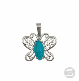 600102247 Colgante Mariposa En Metal Con Piedra Piedra Turquesa 2 Cms Aprox