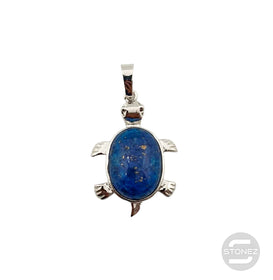 600102250 Colgante Tortuga En Metal Con Piedra Lapis Lázuli 3,5 Cms Aprox