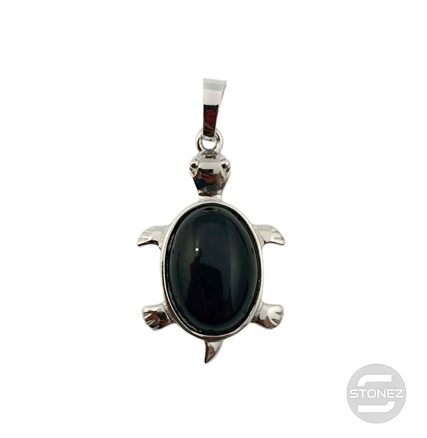 600102250 Colgante Tortuga En Metal Con Piedra Onix 3,5 Cms Aprox