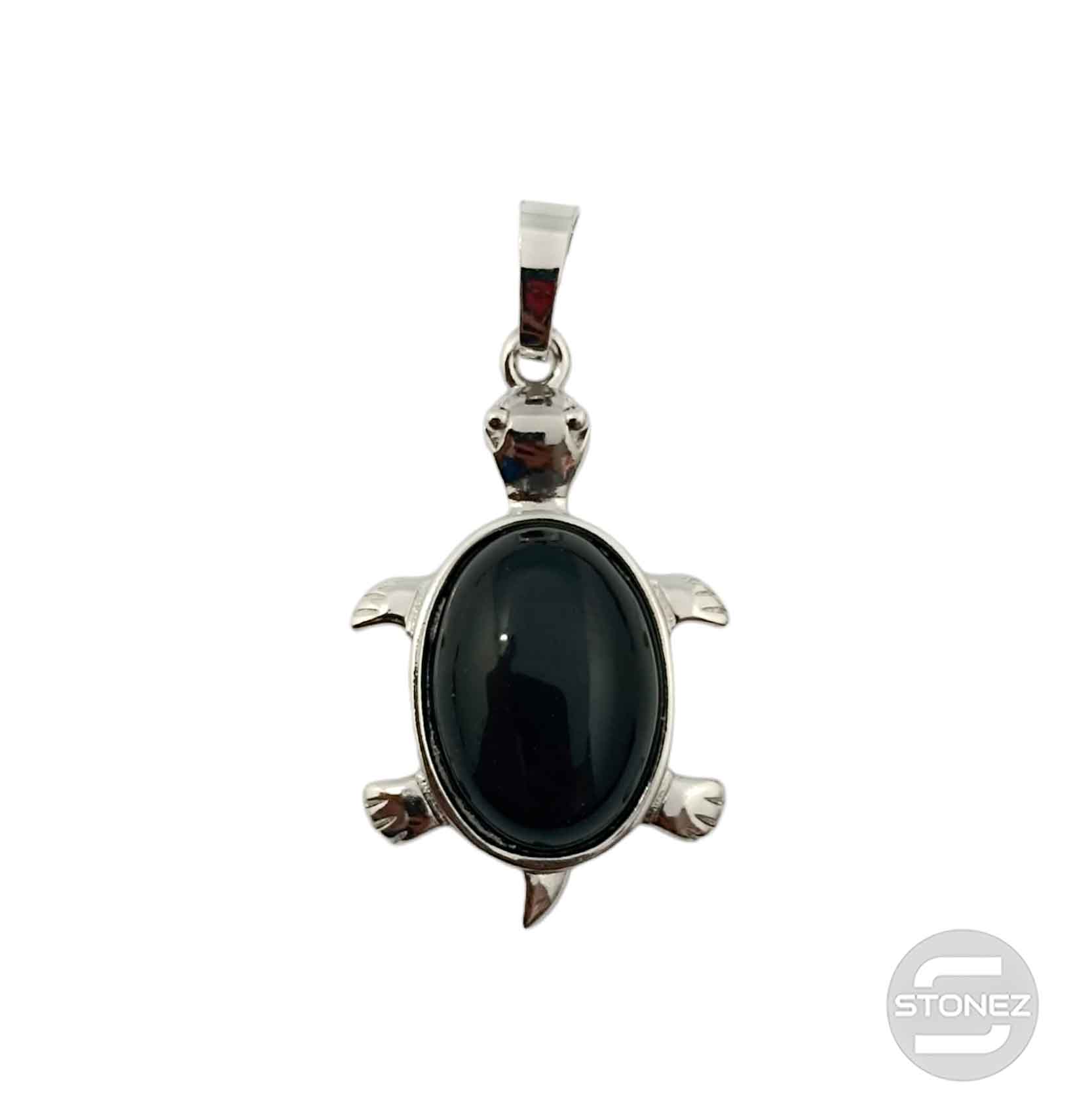 600102250 Colgante Tortuga En Metal Con Piedra Onix 3,5 Cms Aprox