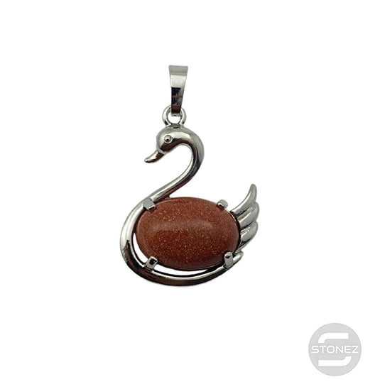 600102251 Colgante Cisne En Metal Con Piedra Aventurina Dorada 3 Cms Aprox