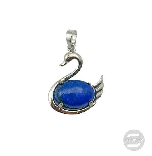 600102251 Colgante Cisne En Metal Con Piedra Lapis Lázuli 3 Cms Aprox