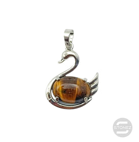 600102251 Colgante Cisne En Metal Con Piedra Ojo De Tigre 3 Cms Aprox