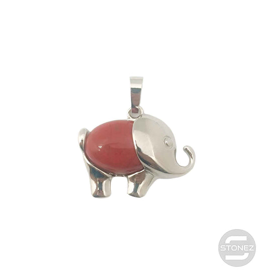 600102252 Colgante Elefante En Metal Con Piedra Jaspe Rojo 2 Cms Aprox