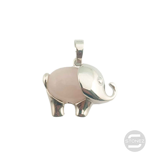 600102252 Colgante Elefante En Metal Con Piedra Cuarzo Rosa 2 Cms Aprox