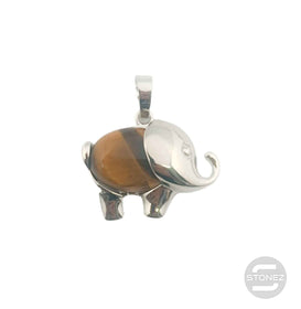 600102252 Colgante Elefante En Metal Con Piedra Ojo De Tigre 2 Cms Aprox