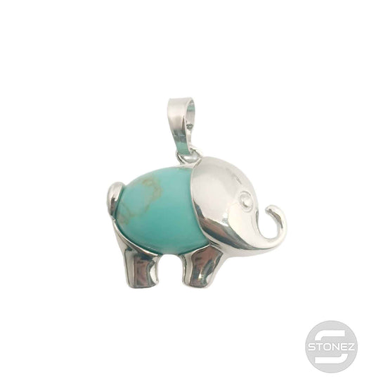 600102252 Colgante Elefante En Metal Con Piedra Turquesina 2 Cms Aprox