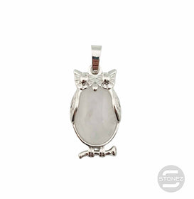 600102253 Colgante Búho En Metal Con Piedra Piedra Cuarzo Blanco 3 Cms Aprox