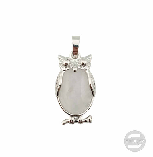 600102253 Colgante Búho En Metal Con Piedra Piedra Cuarzo Blanco 3 Cms Aprox