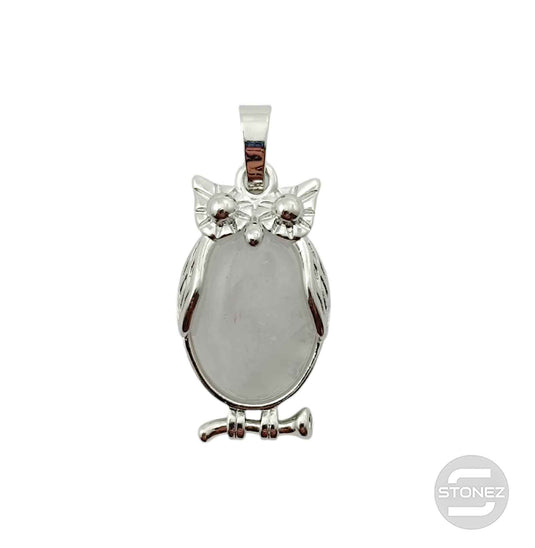 600102253 Colgante búho En Metal Con Piedra Cuarzo Blanco 2,5 Cms Aprox