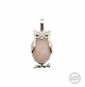 600102253 Colgante Búho En Metal Con Piedra Piedra Cuarzo Rosa 3 Cms Aprox