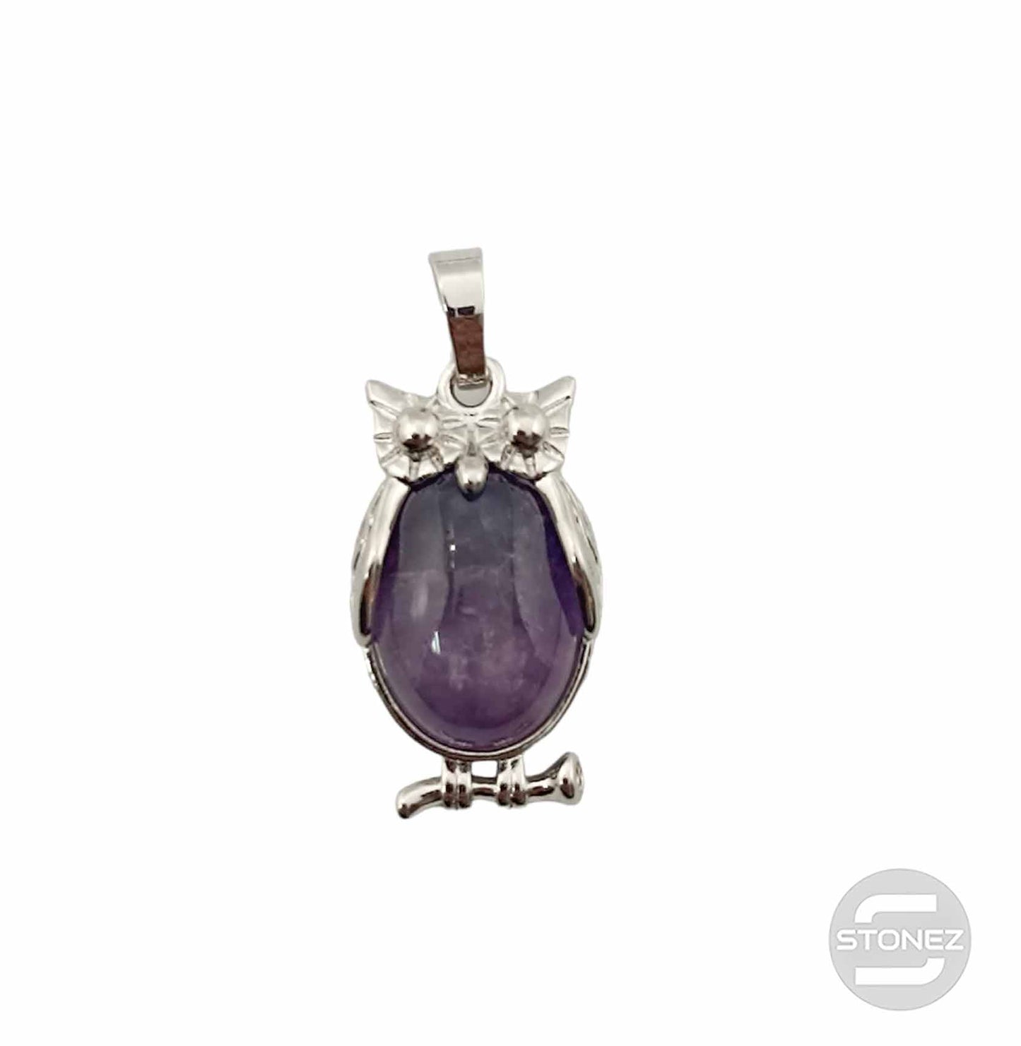 600102253 Colgante Búho En Metal Con Piedra Piedra Amatista 3 Cms Aprox