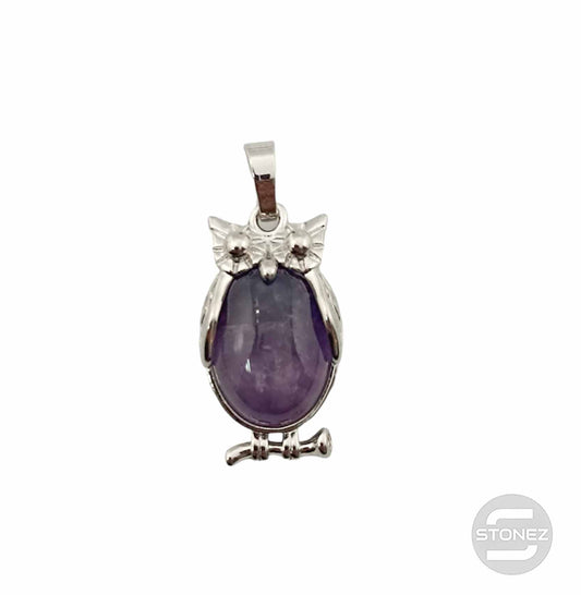 600102253 Colgante Búho En Metal Con Piedra Piedra Amatista 3 Cms Aprox
