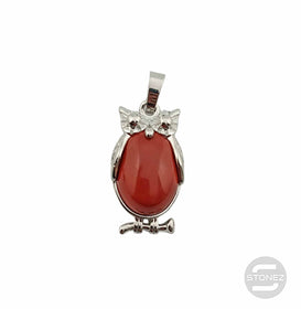 600102253 Colgante Búho En Metal Con Piedra Piedra Jaspe Rojo 3 Cms Aprox