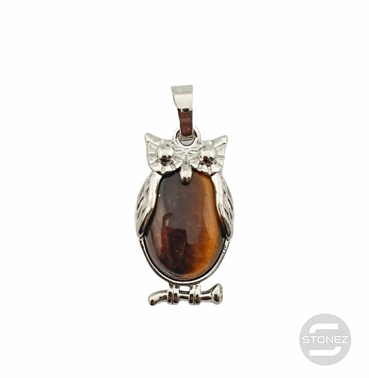 600102253 Colgante Búho En Metal Con Piedra Piedra Ojo De Tigre 3 Cms Aprox