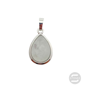 600102254 Colgante Lagrima En Metal Con Piedra Cuarzo Blanco 2,5 Cms Aprox