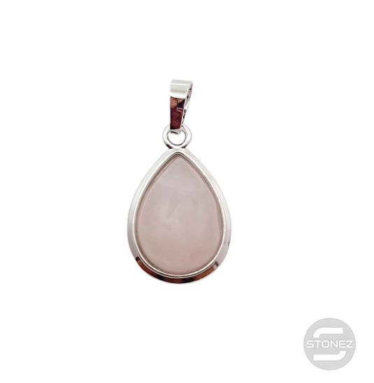 600102254 Colgante Lagrima En Metal Con Piedra Cuarzo Rosa 2,5 Cms Aprox