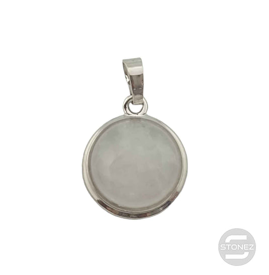 600102255 Colgante Redondo En Metal Con Piedra Cuarzo Blanco 2 Cms Aprox