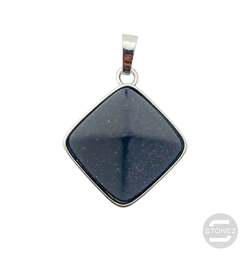 Carregue a imagem no visualizador da galeria, 600102259 Colgante En Forma De Pirámide En Metal Con Piedra Venturina Azul 3 Cms Aprox
