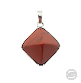 600102259 Colgante En Forma De Pirámide En Metal Con Piedra Jaspe Rojo 3 Cms Aprox