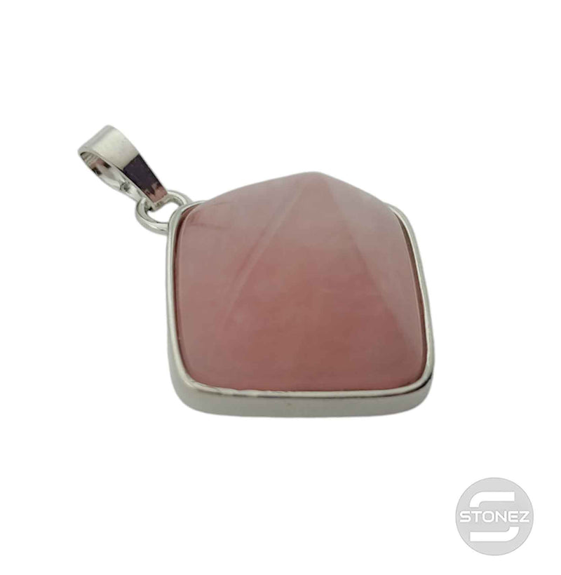 Carregue a imagem no visualizador da galeria, 600102259 Colgante En Forma De Pirámide En Metal Con Piedra Cuarzo Rosa 3 Cms Aprox
