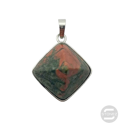 600102259 Colgante En Forma De Pirámide En Metal Con Piedra Unakita 3 Cms Aprox - stonez