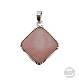 600102259 Colgante En Forma De Pirámide En Metal Con Piedra Cuarzo Rosa 3 Cms Aprox