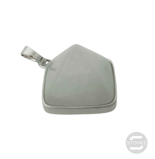 600102259 Colgante En Forma De Pirámide En Metal Con Piedra Cuarzo Blanco 3 Cms Aprox