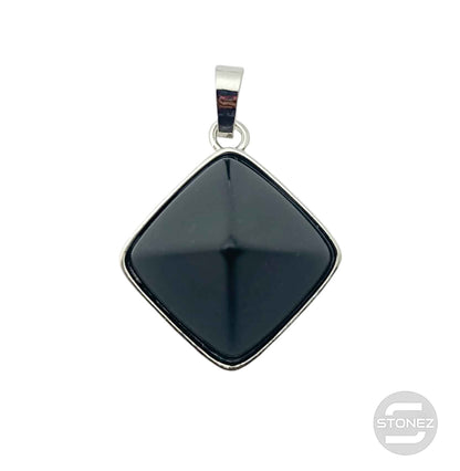 600102259 Colgante En Forma De Pirámide En Metal Con Piedra Onix 3 Cms Aprox - stonez